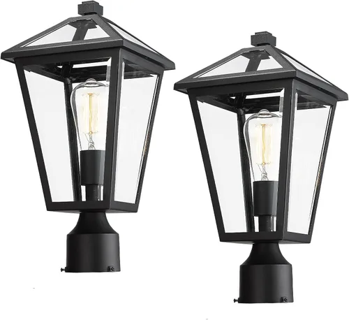Vista 13 de Lámparas de Poste para Exteriores, Lámpara de Poste con Acabado Negro, Pilar de Aluminio Impermeable y Antioxidante, Iluminación Exterior
