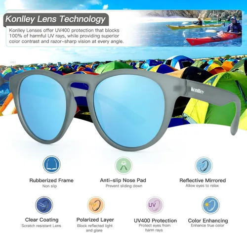Vista 4 de Lentes de sol estilo ojo de gato, retro, vintage, antideslizantes, redondas, para hombres y mujeres, lentes polarizadosno polarizados, protección UV