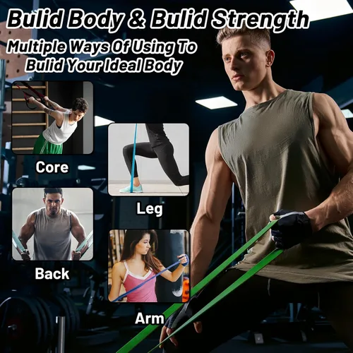 Vista 4 de Juego de 6 bandas de asistencia para dominadas, bandas de ejercicio de resistencia para hombres y mujeres, entrenamiento muscular, terapia física