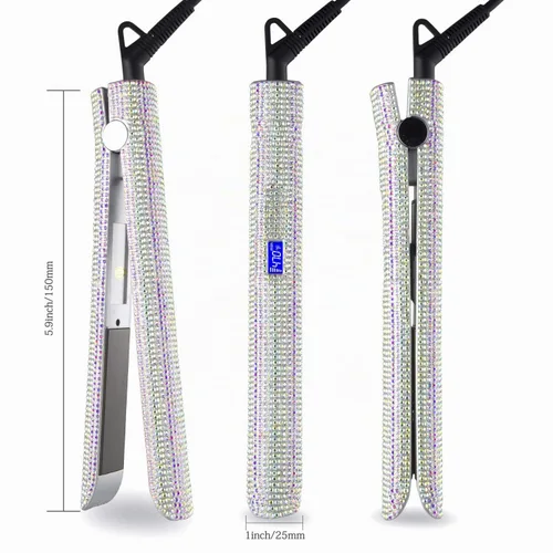 Vista 7 de DORISILK Plancha plana de titanio para cabello, plancha de pelo a alta temperatura de 480 °F, plancha aplanadora con diamantes de imitación Ab Shine