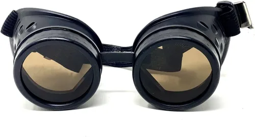 Vista 17 de Mad Scientist Time Traveler Steampunk - Gafas de disfraz de Halloween para mujeres y hombres Espiga de oro