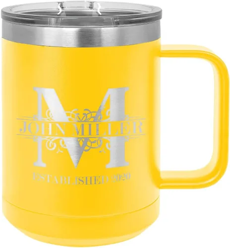 Vista 5 de Sofia's Findings Taza aislada al vacío de acero inoxidable personalizada con monograma real de 15 onzas con tapa