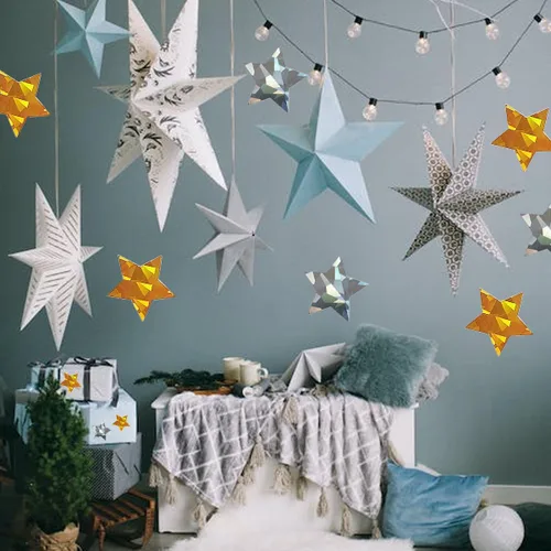 Vista 2 de 1000 calcomanías metálicas de estrella con purpurina, holográficas, autoadhesivas, 1 pulgada