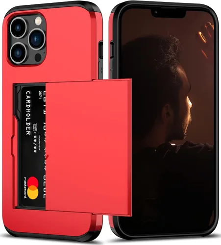 Vista 39 de Nvollnoe Funda para iPhone 13 con tarjetero [almacena 5 tarjetas] Funda tipo cartera de doble capa resistente a prueba de golpes con ranura oculta