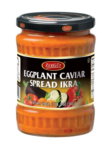 Vista 2 de ZerGut - Caviar de berenjena para untar Ikra Kosher 4 frascos de vidrio de 19 oz/540 g