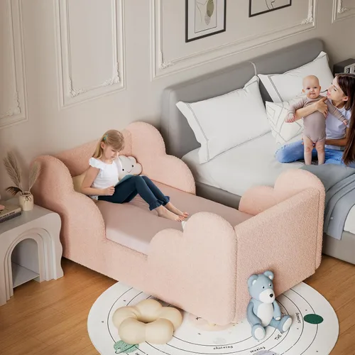 Vista 7 de Cama Montessori tapizada con rieles extraíbles Rosa