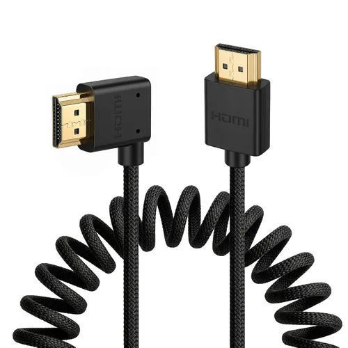 Vista 27 de 8K HDMI a abajo HDMI de alta velocidad negro en espiral trenzado cable para Sony A7S3 FX3 FX9 Canon C70 Z CAM E2 cámara Atomos Ninja V Shinobi Cable