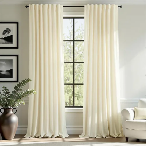 Vista 20 de Cortinas de terciopelo opacas para oscurecer la habitación de 63 pulgadas de largo para sala de estar, comedor, 2 paneles, privacidad pesada