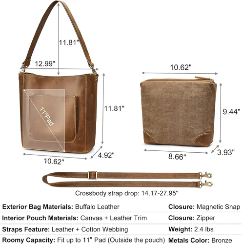 Vista 4 de S-ZONE Mochila de piel auténtica para mujer, con estilo retro, estilo vintage
