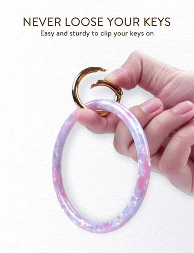 Vista 6 de Heesch Pulsera llavero pulsera llavero pulsera para mujer, llavero de acetato circular para muñeca