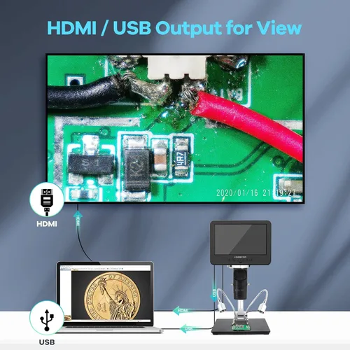 Vista 4 de LM246MS 3 microscopio de 7 pulgadas HDMI Digital de la lente