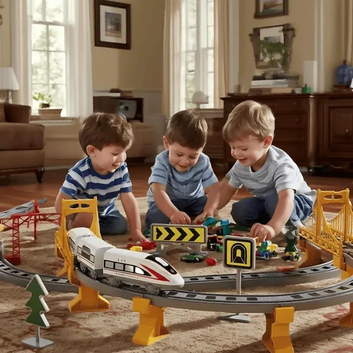 Vista 3 de Juego de tren eléctrico de 119 piezas para niños de 4 a 8 años, juego de tren a pilas con rieles, regalos para niños de 3, 4, 5, 6, 7, 8 años o más