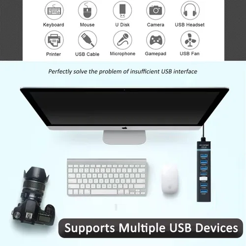 Vista 6 de Concentrador USB 3.0, vienon 7 puertos USB Data Hub Splitter para laptop, PC, MacBook, Mac Pro, Mac mini, iMac, Surface Pro y más dispositivos USB