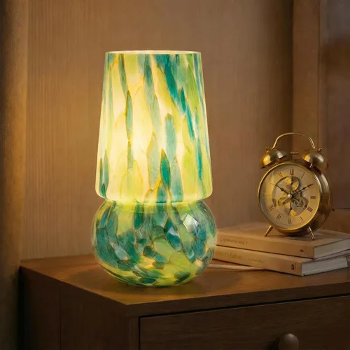 Vista 11 de Lámpara de mesa de cristal de seta de 9.8 ″, lámpara de mesa moderna Confeti Pastel