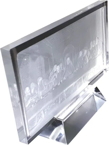 Vista 8 de La última cena, arte hecho a mano de escultura de placa de cristal de cristal, estatuilla de estatuilla, regalo de cristal creativo, esculpido