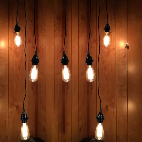 Vista 6 de Enchufes de luz negros E26/E27, soporte de lámpara retro Edison con tornillo mediano E26, enchufe estándar atornillado a 392.0 °F resistente al