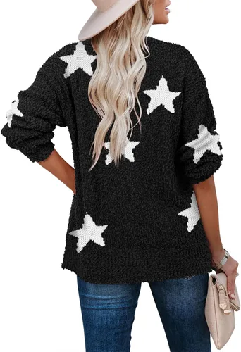 Vista 3 de StunShow Suéter de manga larga con abertura lateral para mujer, suéter de gran tamaño para otoño (S-3XL)
