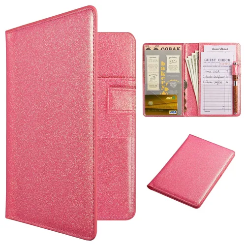 Vista 62 de CoBak Libreta para servidores de alta calidad: organizador de cartera de camarero de 5.12 x 7.91 pulgadas en piel auténtica, con 8 bolsillos