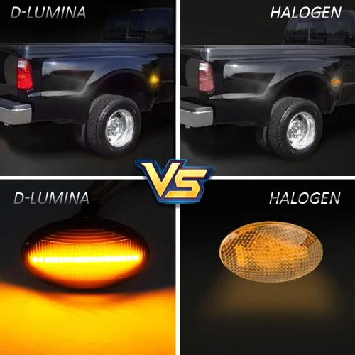 Vista 8 de D-Lumina Conjunto de Luces Marcadoras Laterales LED Ámbar y Rojo para Fo-rd F350 F450 F550 Super Duty 1999-2010 Guardabarros de Cama Dually, Lámpara