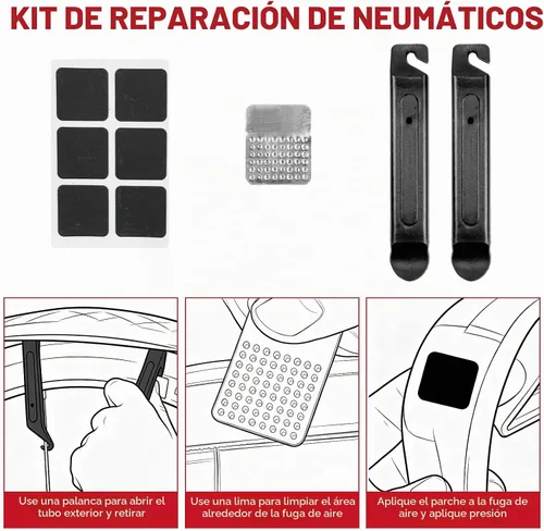 Vista 5 de 15 en 1 kit de reparación de bicicletas conjunto de herramientas impermeable bolsa de sillín de bicicleta