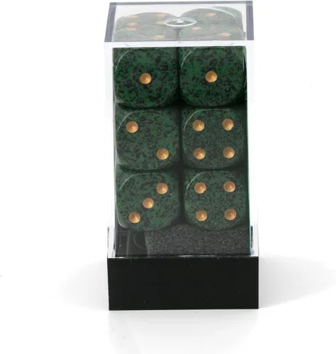 Vista 2 de DND - Juego de dados Chessex D&D - Juego de dados poliédricos de plástico dorado moteado de 0.63 pulgadas, dados de mazmorras y dragones, incluye 12