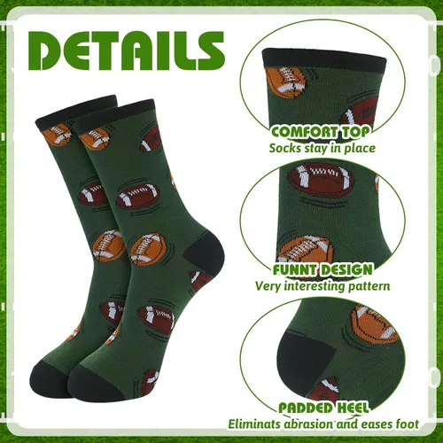 Vista 3 de 6 pares de calcetines de fútbol novedosos para niños de 8 a 12 años, calcetines atléticos de fútbol, regalos de béisbol, regalos para niños