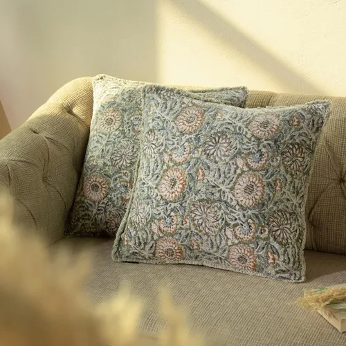 Vista 20 de Juego de 2 fundas de almohada decorativas de algodón indio vintage con estampado a mano (marrón ladrillo, 18 x 18 pulgadas (paquete de 2))