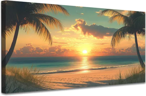 Vista 10 de GUTTATY Lienzo decorativo para pared, cuadros del océano, pintura de arte costero para decoración de pared de sala de estar, póster de mar, arte