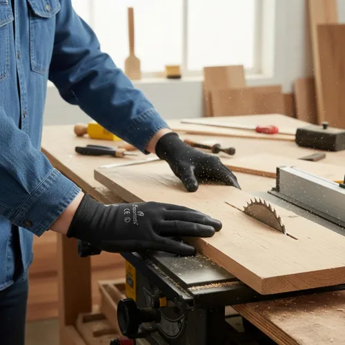 Vista 5 de Guantes de trabajo, 12 pares, guantes de agarre de seguridad transpirables sin costuras con revestimiento de poliuretano para hombres y mujeres
