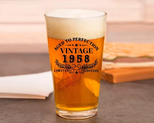Vista 4 de Vaso de cerveza vintage de 1958 63 cumpleaños de 16 onzas para hombres, regalos de cumpleaños para hombre, mujer, amigo, cumple 63 años, feliz