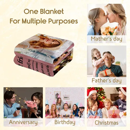 Vista 6 de Regalos de cumpleaños para mejores amigas, regalos de manta personalizada con foto y nombre, regalos de cumpleaños personalizados para mejores