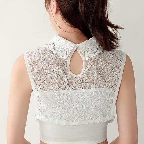 Vista 3 de Cuello falso desmontable Dickey cuello falso blusa media camisas cuello para mujer