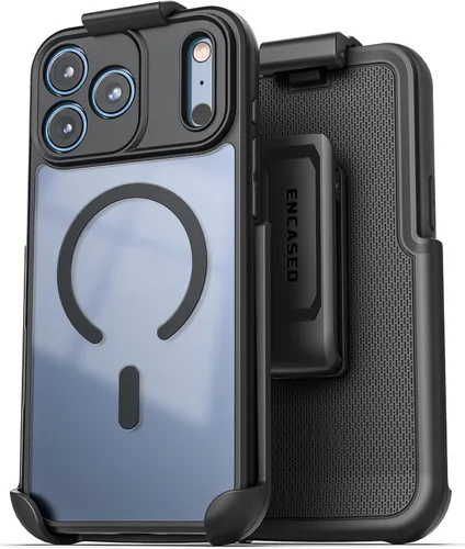 Vista 12 de Encased MAG - Funda para cinturón diseñada para iPhone 15 con clip de funda, tecnología protectora AirGuard (negro/transparente) compatible