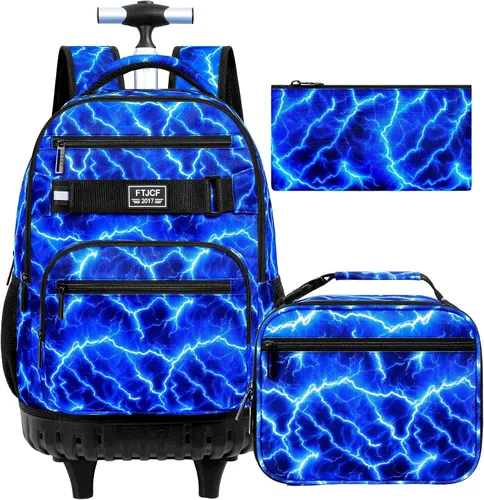 Vista 11 de Mochila con ruedas para mujeres, niñas, mochila escolar Crisantemo Negro