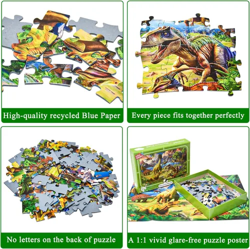Vista 2 de Dinosaur World - Rompecabezas de 100 piezas para niños de 5 a 8 años, juguete educativo de aprendizaje para niños, regalo para niñas de 5 a 10 años