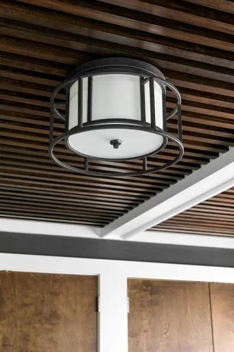 Vista 8 de Diseñador Brian Patrick Flynn's Hulton 2 Light Matte Black Hulton - Soporte de techo