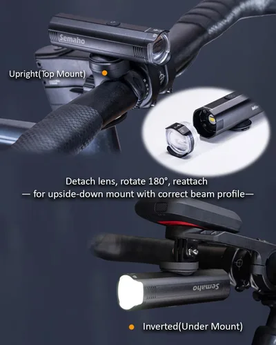 Vista 7 de Luz LED de bicicleta de 2000LM de tres haces para conducción nocturna antirreflejos con control remoto, USB-C 6000mAh luces de bicicleta recargables
