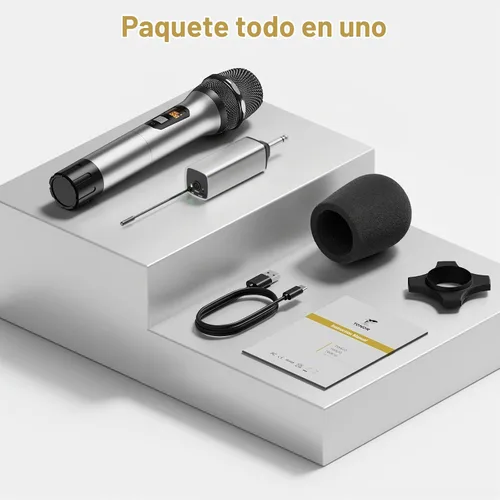 Vista 9 de Micrófono inalámbrico TONOR, sistema de micrófono de mano inalámbrico de metal UHF con receptor recargable, para karaoke, canto, fiesta, boda, DJ
