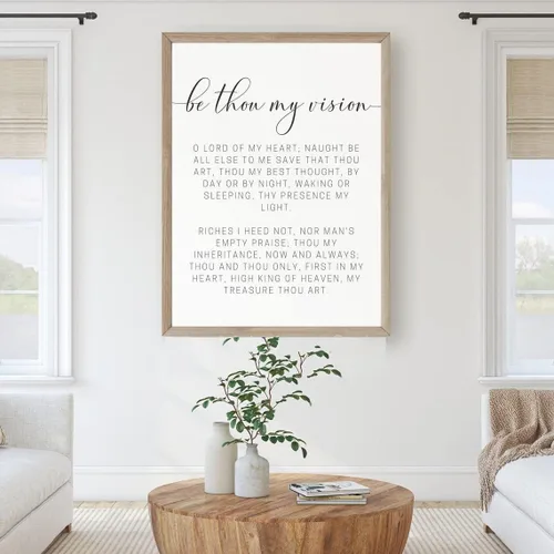 Vista 2 de NATVVA Letrero de himno de pared con texto en inglés «Be Thou My Vision», pósteres de lienzo para sala de estar, decoración de pared cristiana sin