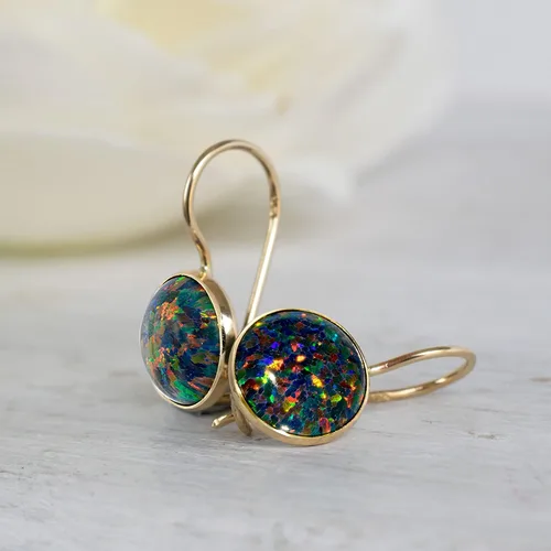 Vista 22 de 14K Gold Gemstone Drop Earrings - Birthstone Dangle - Solid Yellow Gold Dangle Earrings - Dainty Handmade Wedding Jewelry - Perfect Bridal or
