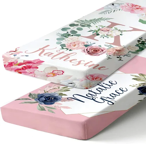 Vista 20 de Sábanas de bebé personalizadas para cuna con nombre, ropa de cama de bebé personalizada de 2 piezas para niños y niñas, sábanas ajustables