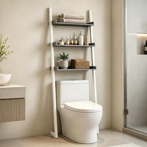Vista 11 de Almacenamiento de baño de 3 niveles sobre el inodoro para espacios Blanco