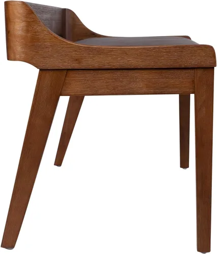 Vista 7 de Rasmus - Banco de comedor de madera de imitación de piel sintética, color marrón