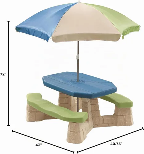 Vista 3 de Mesa para picnic con bancos y sombrilla Step2, para niños