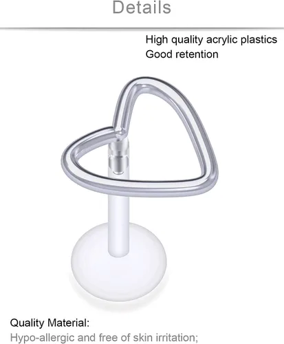 Vista 2 de SCERRING Anillos de labios de 0.56 oz, acrílico transparente, flexible, Labret Monroe, anillos de labio, aretes de hélix, aretes de clavos, anillo