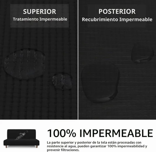Vista 5 de Easy-Going Funda 100% Impermeable para Futón, Funda de Sofá Impermeable Doble para Futón, Funda de Sofá Jacquard Elástica, Protector de Muebles a