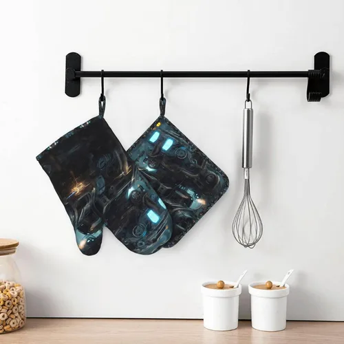 Vista 6 de Future Robot Printed oven gloves + heat insulation pads for barbecue, baking and cooking