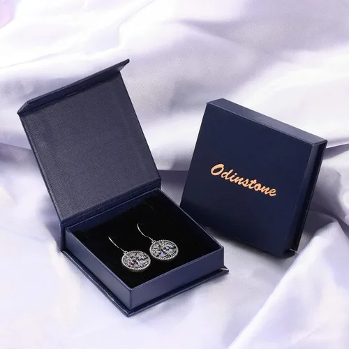 Vista 8 de Aretes de plata de ley 925 con diseño de gato, árbol de la vida, piedra lunar, lágrima, filigrana, colgantes, para mujeres y niñas