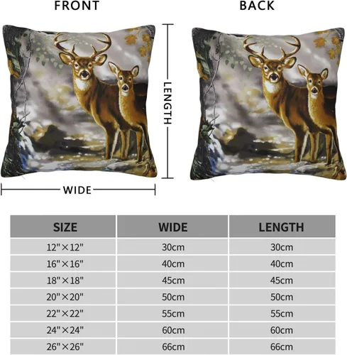Vista 3 de SEAEAGLE Funda de almohada decorativa de doble cara con diseño de ciervo y camuflaje de árbol real para sofá