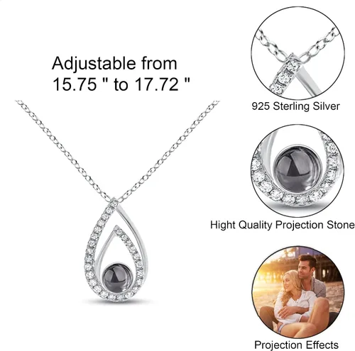 Vista 3 de Collar conmemorativo de plata de ley con foto Collar de foto personalizado Collar de proyección con foto personalizada Collar con imágenes